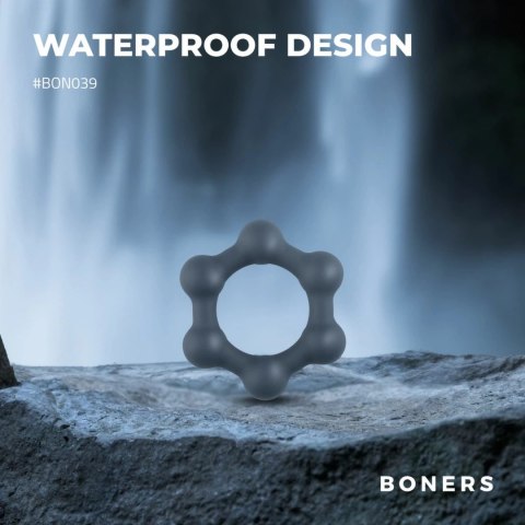 Boners Hexagon - silikonowy pierścień intymny z kulkami stalowymi