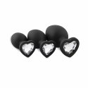 EasyToys Zestaw 3 Anatomicznych Zatyczek Silikonowych z Kryształkami Heart