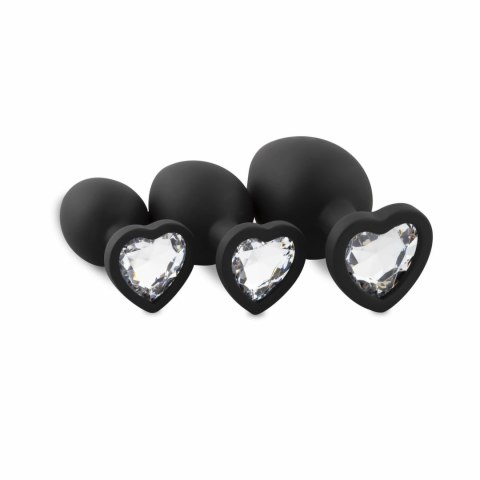EasyToys Zestaw 3 Anatomicznych Zatyczek Silikonowych z Kryształkami Heart