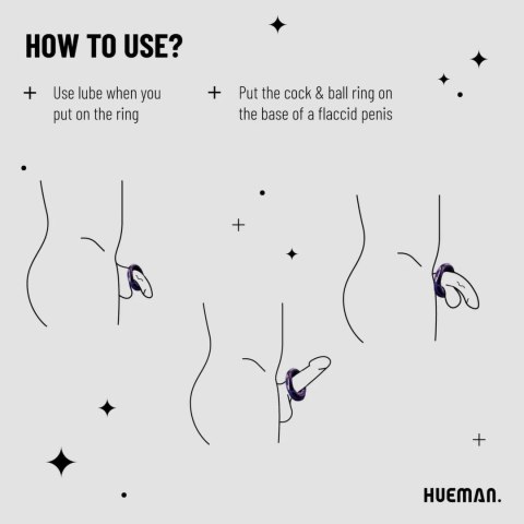 Hueman Saturn - Wibrujący pierścień silikonowy z 10 trybami, fioletowy