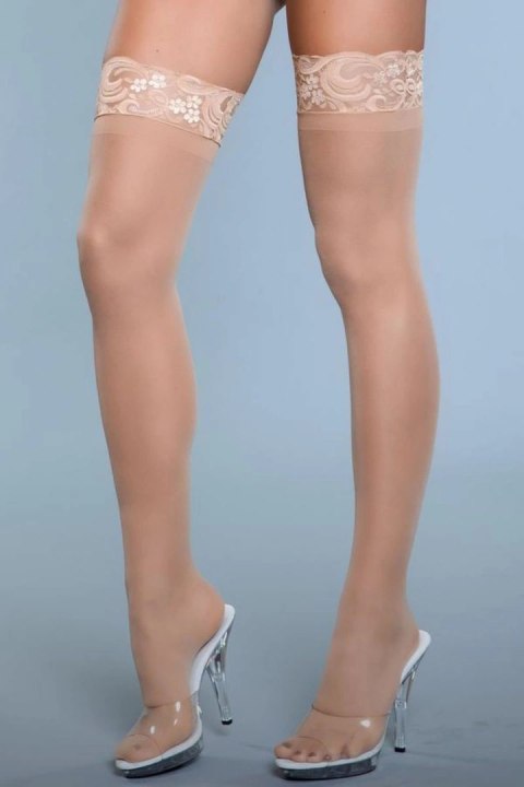 Obsessive Keep A Secret pończochy samonośne nude z koronką i szwem