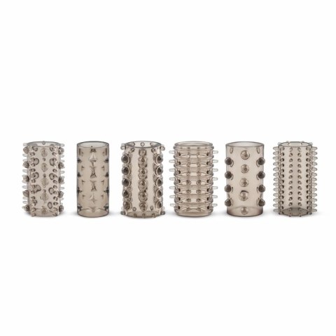 TOYJOY Zestaw 6 elastycznych nakładek teksturowanych, przezroczysty