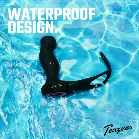 Teazers Prostata & Pierścień Wibrujący z Pilotem, Czarny, Wodoodporny