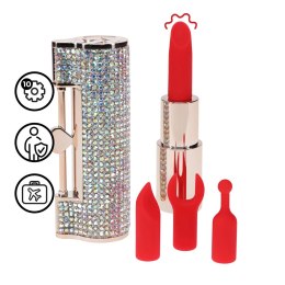 DIAMOND Lipstick Vibrator 4w1 - Model Iridescent, z wymiennymi końcowkami Loveline by Shots