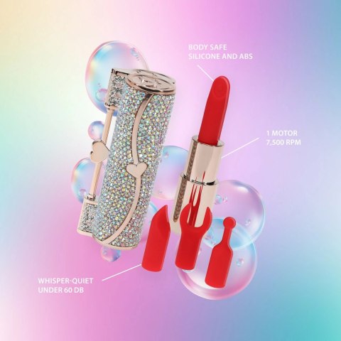 Loveline Sparkle Lipstick Vibrator Iridescent - Stylowy model z 4 nakładkami Loveline by Shots