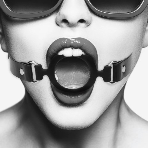 Ouch! Silikonowy anatomiczny knebel z kulką, regulowany, czarny Ouch! by Shots
