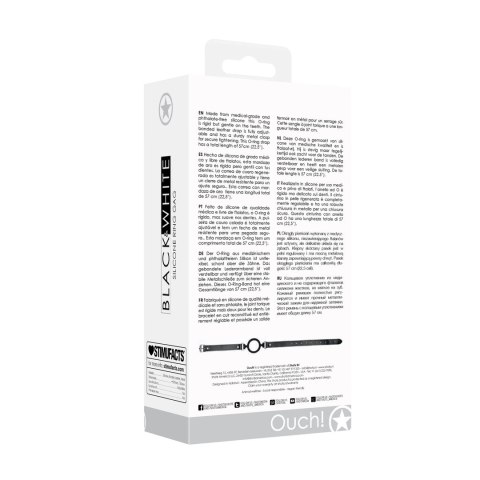 Ouch! Silikonowy anatomiczny knebel z kulką, regulowany, czarny Ouch! by Shots
