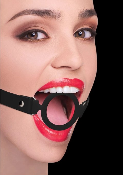 Ouch! Silikonowy pierścieniowy knebel z regulowanym paskiem skorzanym 57 cm Ouch! by Shots