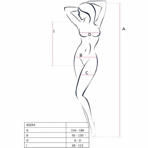 Passion BS094 Czarny Bodystocking elastyczny siateczkowy, uniwersalny Passion