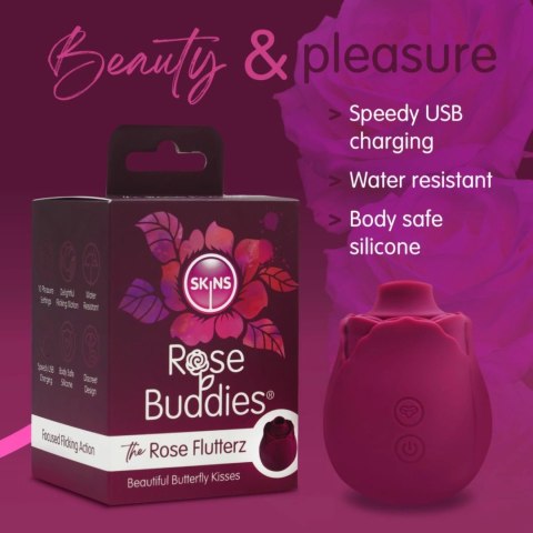 Skins Rose Buddies The Rose Flutterz wibrujący model silikonowy burgund Creative Conceptions