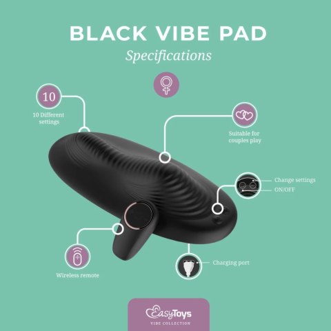 Vibe Pad Black - Poduszka wibracyjna z pilotem, 2 silniki, 10 trybow Easytoys