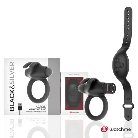BLACK&SILVER Agron - pierścień silikonowy z pilotem WATCHME, czarny BLACK&SILVER