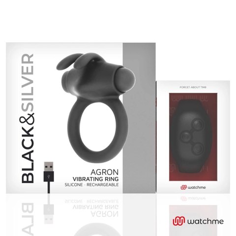 BLACK&SILVER Agron - pierścień silikonowy z pilotem WATCHME, czarny BLACK&SILVER