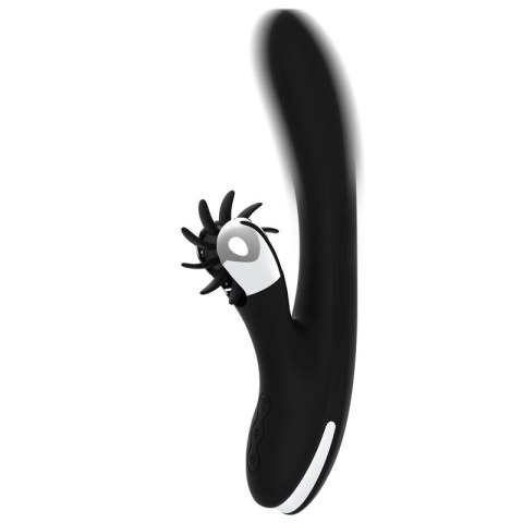 Black & Silver Johnny Vibe Bunny - silikonowy model z wibracjami USB 24 cm BLACK&SILVER