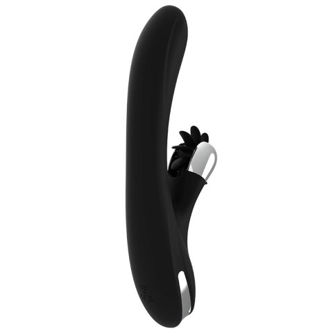 Black & Silver Johnny Vibe Bunny - silikonowy model z wibracjami USB 24 cm BLACK&SILVER