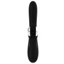 Black & Silver Johnny Vibe Bunny - silikonowy model z wibracjami USB 24 cm BLACK&SILVER