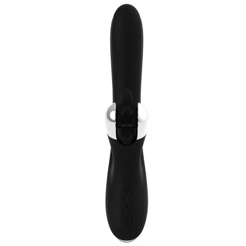 Black & Silver Johnny Vibe Bunny - silikonowy model z wibracjami USB 24 cm BLACK&SILVER