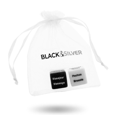 Black&SILVER Zestaw Kości dla Par 2 cm z satynowym etui BLACK&SILVER