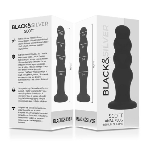 Black&Silver Scott silikonowy stymulator analny czarny 12,5 cm BLACK&SILVER