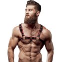 Fetish Submissive Attitude Uprząż męska na klatkę piersiową czarno-czerwona, eco-skora FETISH SUBMISSIVE