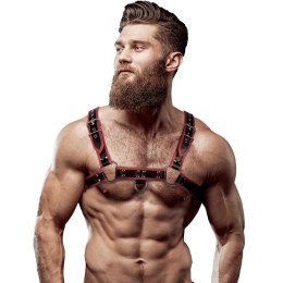 Fetish Submissive Attitude Uprząż męska na klatkę piersiową czarno-czerwona, eco-skora FETISH SUBMISSIVE
