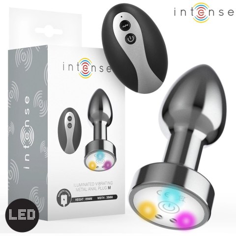 Intense Plug LED Metalowy Korek Anatomiczny M z Pilotem i Wibracją INTENSE