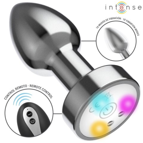 Intense Plug LED Metalowy Korek Anatomiczny M z Pilotem i Wibracją INTENSE
