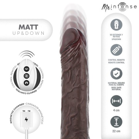 MR INTENSE Matt - Model z ruchem wertykalnym, pilot, silikon 22 cm szary MR. INTENSE