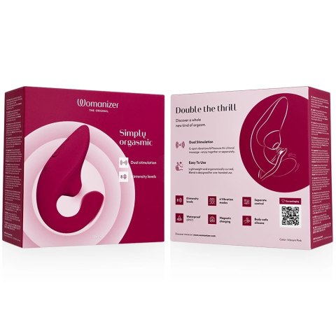 Womanizer Blend Rabbit - stymulator powietrzny i wibracyjny, żywy roż WOMANIZER