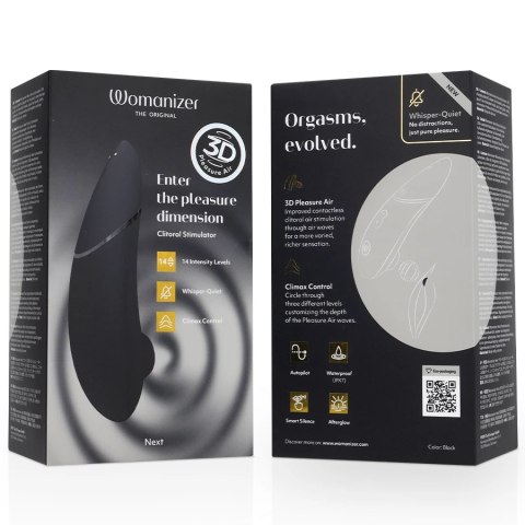 Womanizer Next Czarny - Intymny Stymulator Powietrzny 3D Climax Control WOMANIZER