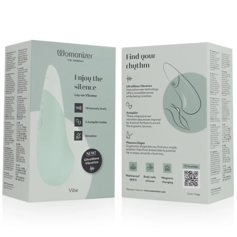 Womanizer Vibe Lay-On Sage - cichy model z technologią UltraWave, IPX7 WOMANIZER