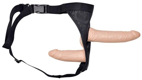 You2Toys Zestaw Double Straps - Pas z podwojnym modelem intymnym, beżowy You2Toys