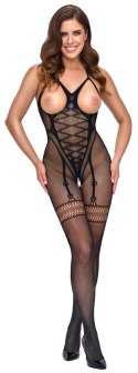 Cottelli Fantasy Catsuit S-L czarny, siateczkowy, otwarty biust Fantasy by Cottelli