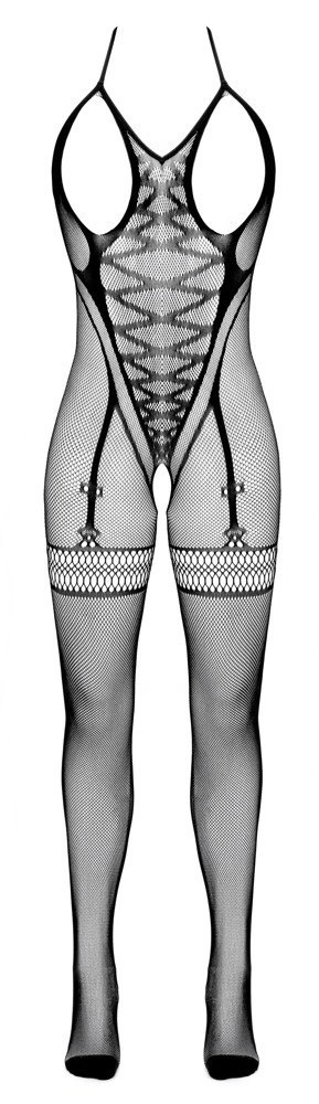 Cottelli Fantasy Catsuit S-L czarny, siateczkowy, otwarty biust Fantasy by Cottelli