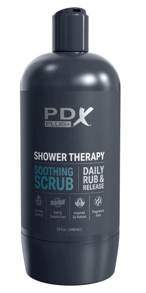 PDX Plus Shower Soothing Scrub - Dyskretna maszyna intymna, butelka szamponu, 20,7 cm PDX