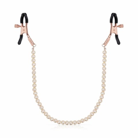 Rosy Gold Pearls - Regulowane klamry z dekoracyjnym łańcuszkiem Rosy Gold