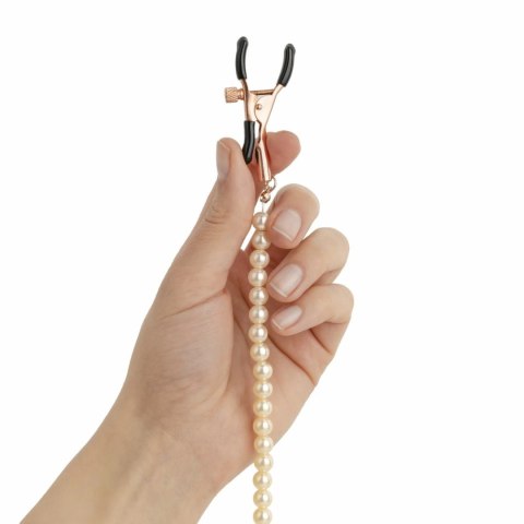 Rosy Gold Pearls - Regulowane klamry z dekoracyjnym łańcuszkiem Rosy Gold