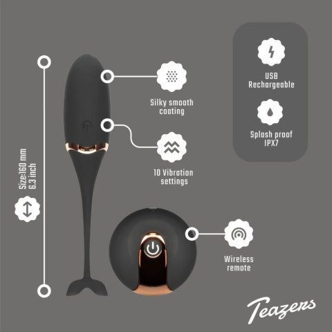 Teazers Vibrating Egg Black - Model z Pilotem, 10 Trybow, USB Teazers