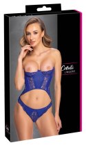 Cottelli Lingerie Corset niebieski S model z koronką i wetlook Cottelli