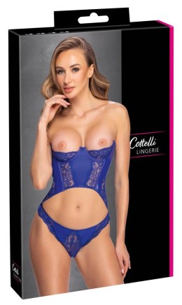 Cottelli Lingerie Corset niebieski S model z koronką i wetlook Cottelli