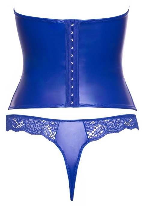 Cottelli Lingerie Corset niebieski S model z koronką i wetlook Cottelli