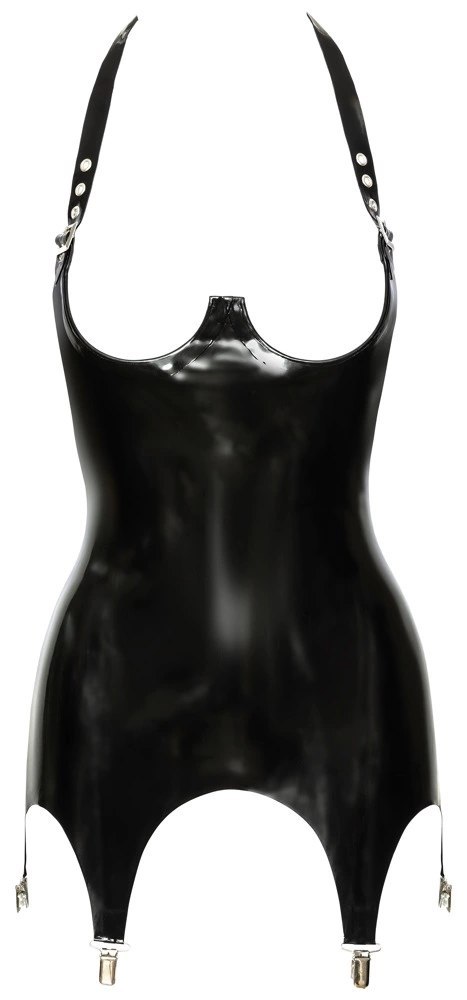 LateX Czarna Koszulka Bez Biustu Na Szelkach XL, naturalny lateks Late X