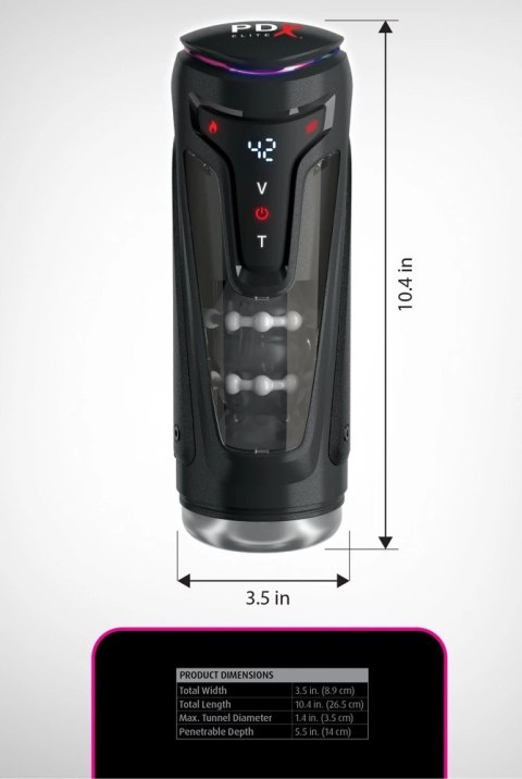 PDX Elite Moto-Bator Pro Light - urządzenie automatyczne z masażem i podgrzewaniem PDX