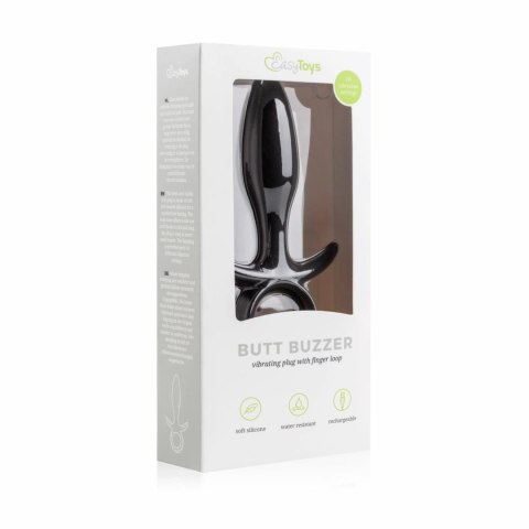 EasyToys Butt Buzzer silikonowy model wibrujący z uchwytem USB czarny Easytoys