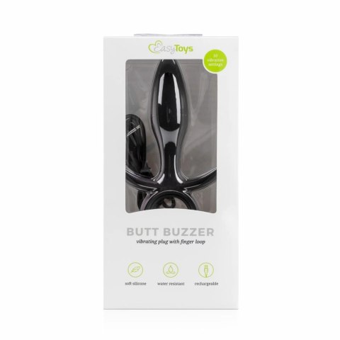EasyToys Butt Buzzer silikonowy model wibrujący z uchwytem USB czarny Easytoys