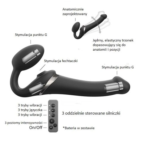 Strap-On-Me Multi Orgasm Black S - model intymny z 3 silnikami, pilot Strap-On-Me
