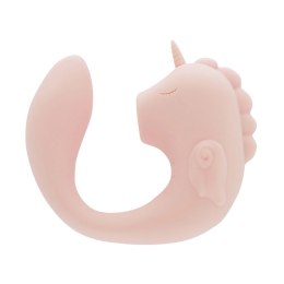 Unihorn C-Horse Coral Throb silikonowy masażer dwusilnikowy 15 cm rożowy Unihorn