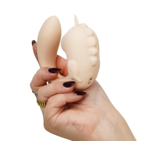 Unihorn C-Horse Coral Throb silikonowy masażer dwusilnikowy 15 cm rożowy Unihorn