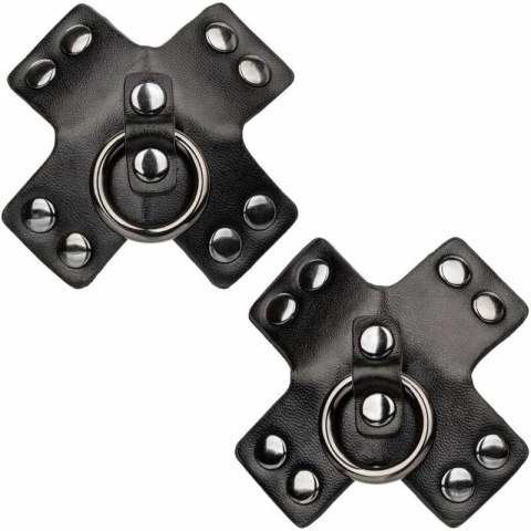 CalExotics Euphoria O-Ring nakładki na piersi czarne, metalowe detale CALEXOTICS