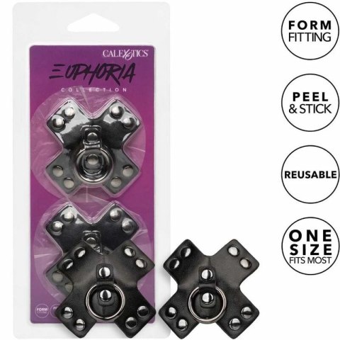 CalExotics Euphoria O-Ring nakładki na piersi czarne, metalowe detale CALEXOTICS